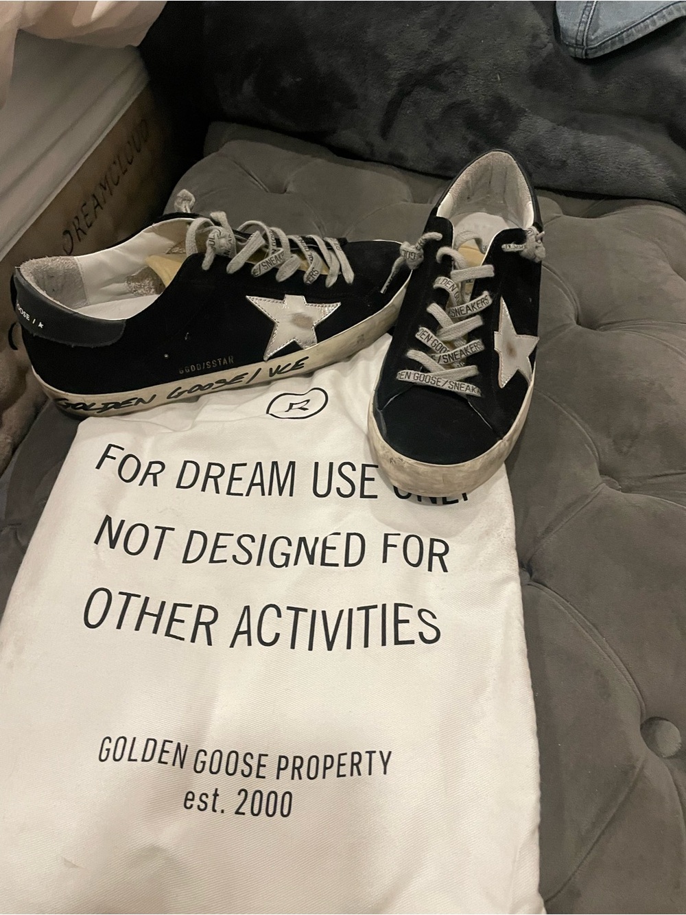 Golden Goose Super-Star Black Low-Top Sneakers with White Soles